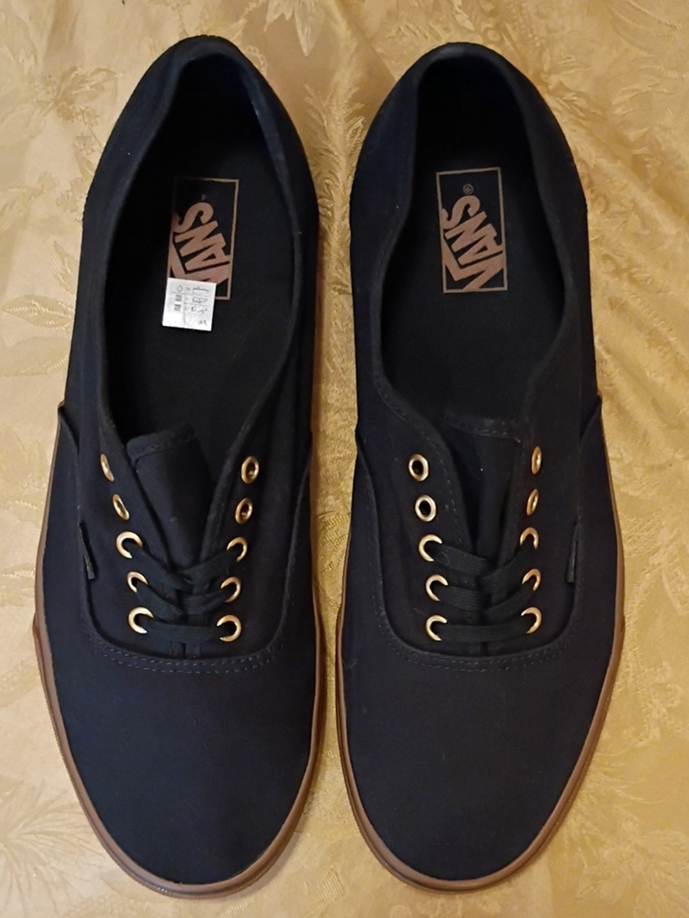 VANS Canvas Shoe - Black/Brown Gold Metal Eyelets Men's 13.0 Women's 14.5 - Picture 5 of 11